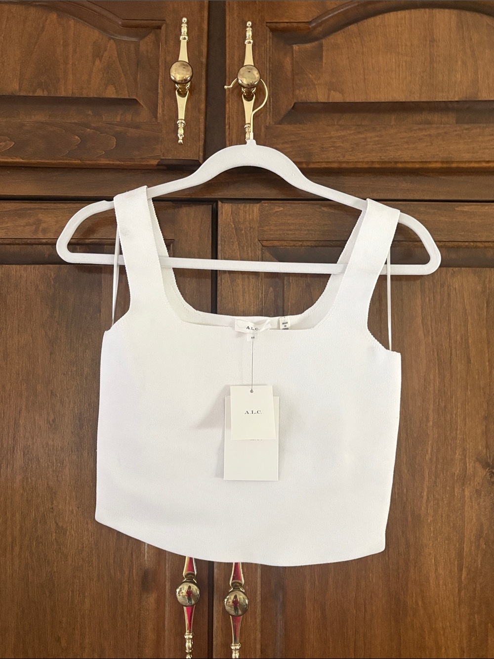 A.L.C. White Square Neck Cropped Tank XS